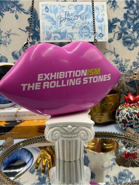 🆕 LULU GUINNESS 🧿 NWOT X ROLLING STONES Iconic Lips Perspex Clutch, Hot Pink